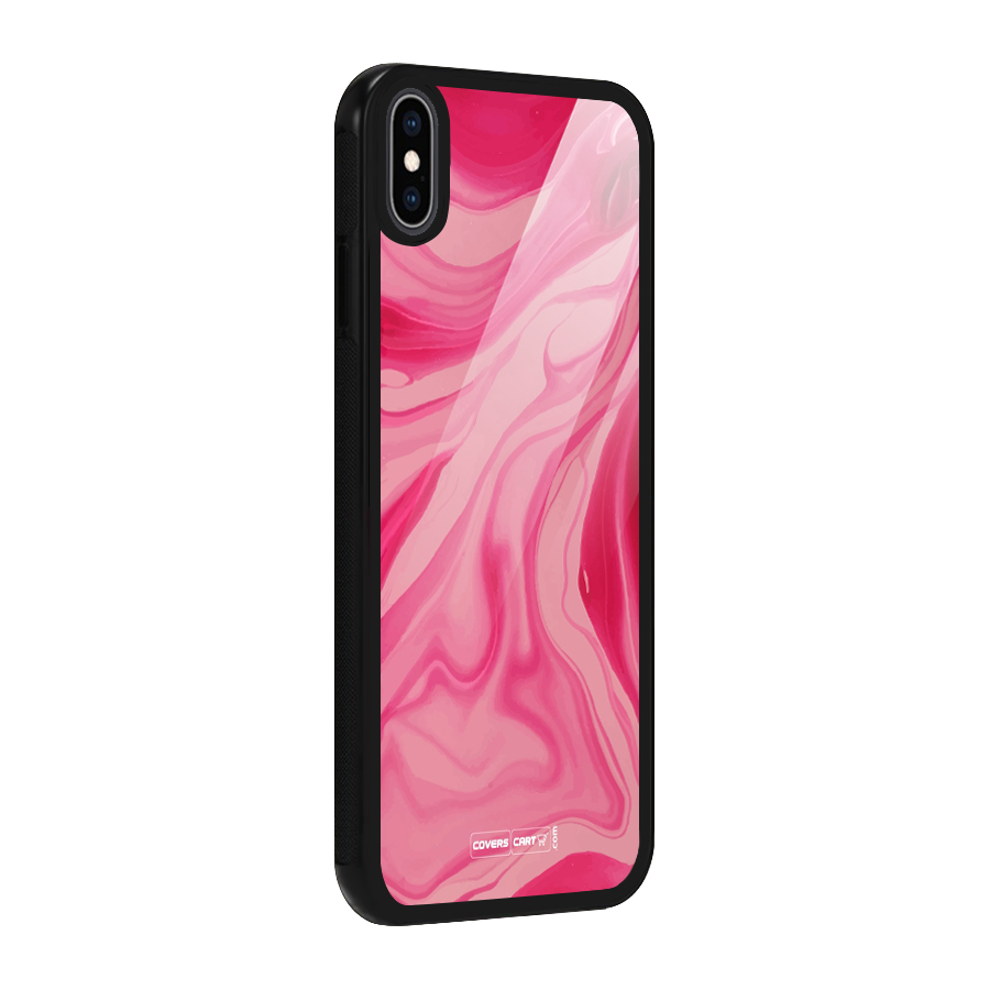 Sizzling Pink Marble Texture Glass Back Case for iPhone XS Max