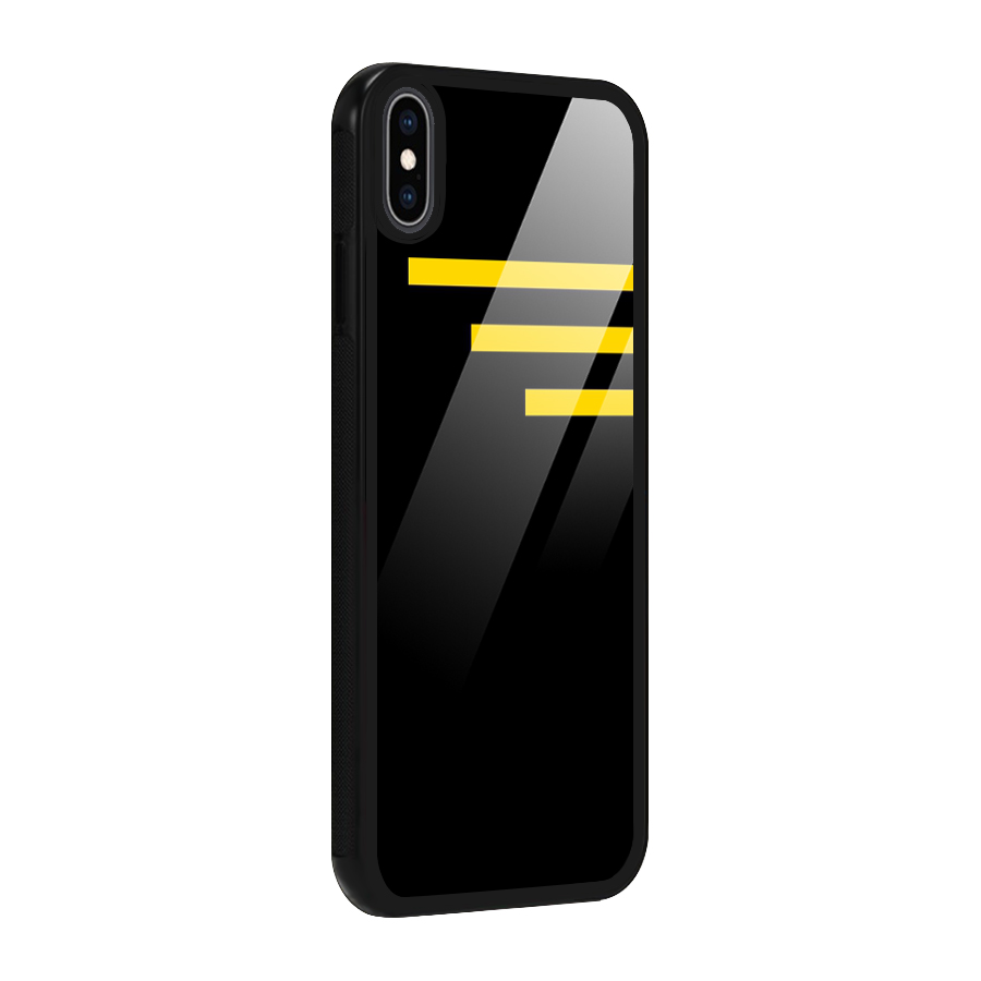 Sports Yellow Stripes Glass Back Case for iPhone XS Max