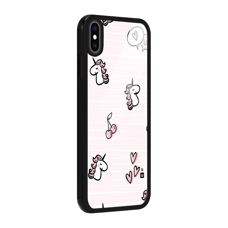 Strawberries And Unicorns Glass Back Case for iPhone XS Max