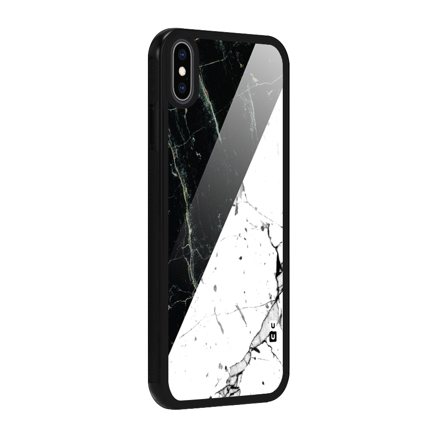 Stylish Diagonal Marble Glass Back Case for iPhone XS Max