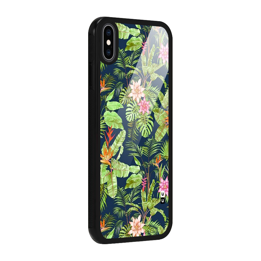 Tiny Flower Leaves Glass Back Case for iPhone XS Max