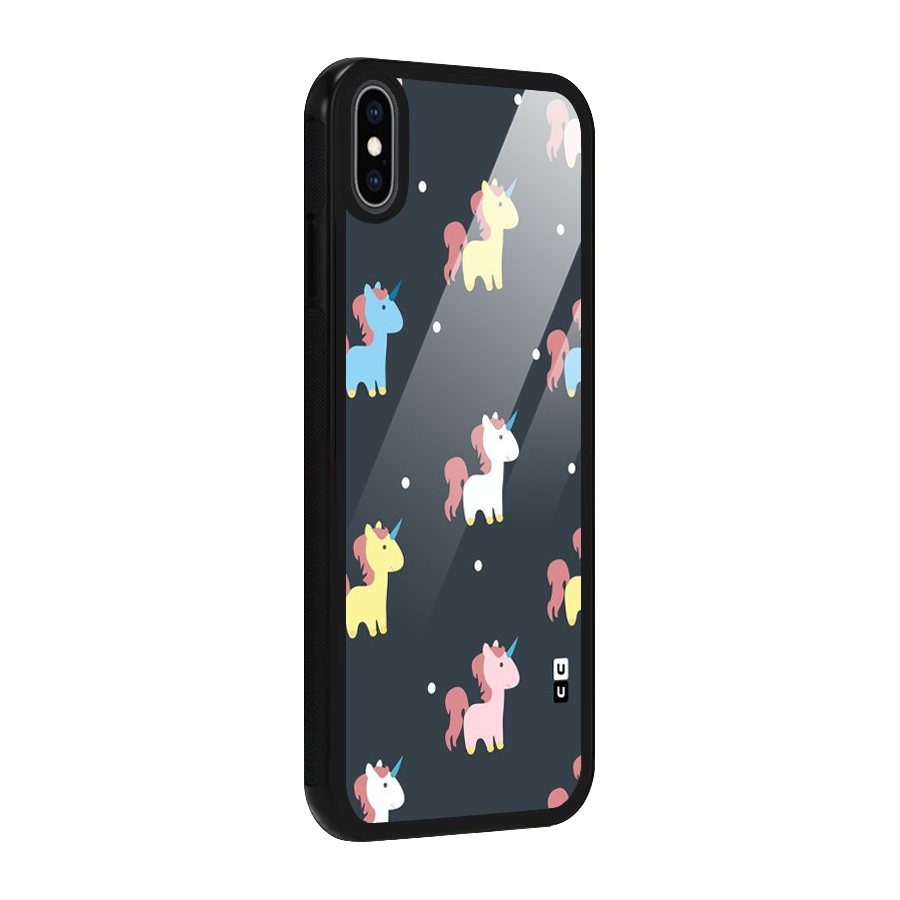 Unicorn Pattern Glass Back Case for iPhone XS Max