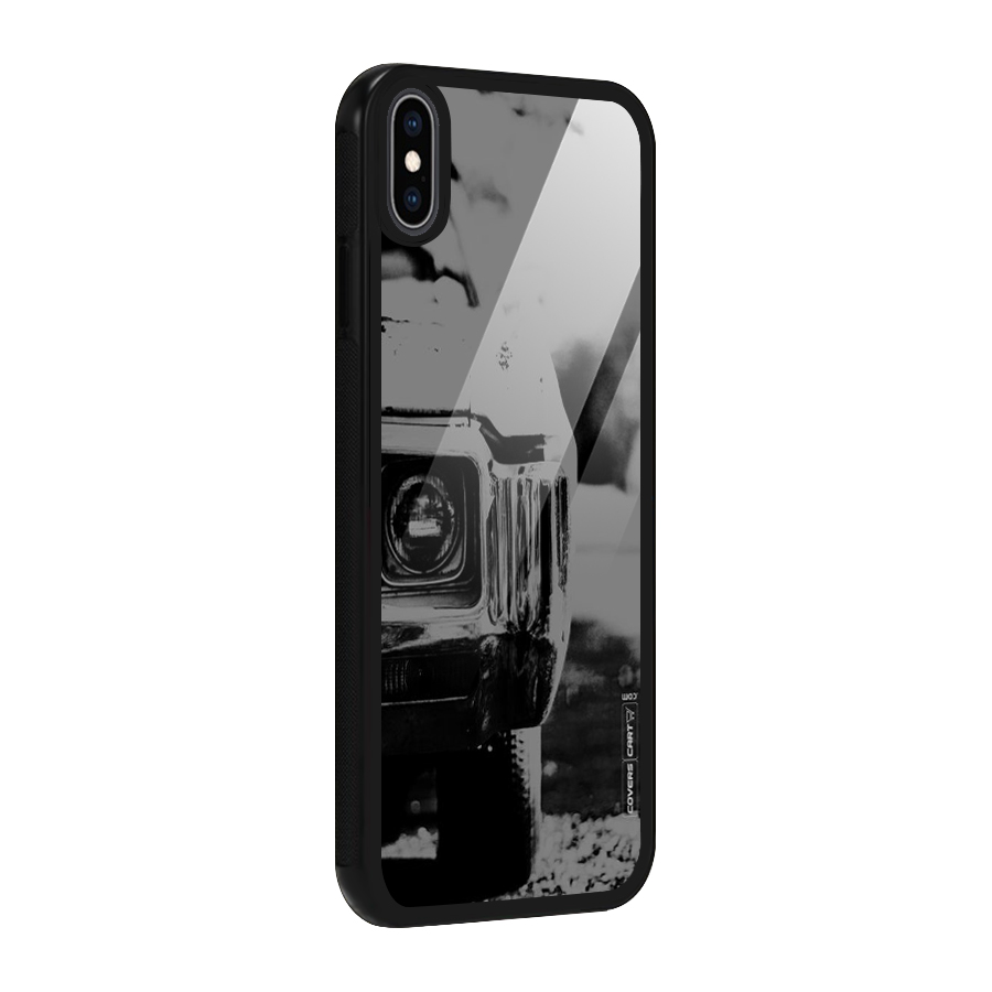 Vintage Car Black and White Glass Back Case for iPhone XS Max