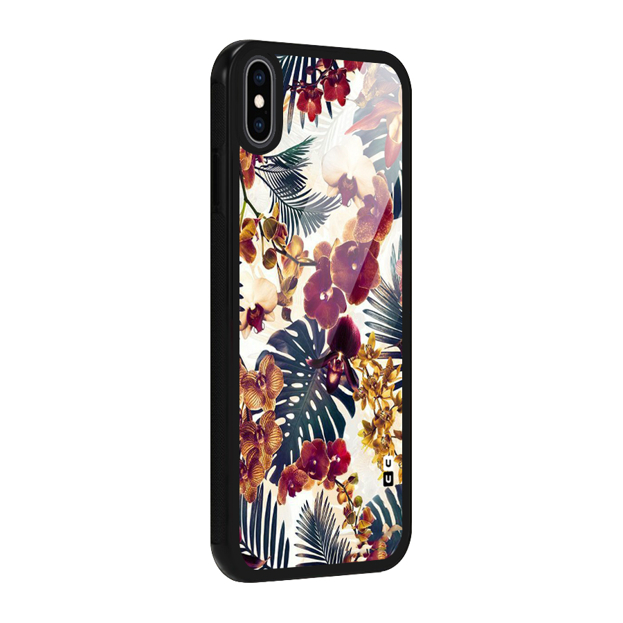 Vintage Rustic Flowers Glass Back Case for iPhone XS Max