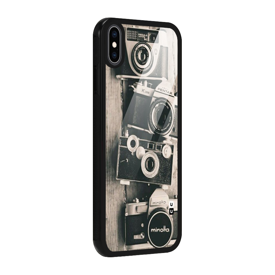 Vintage Style Shutter Glass Back Case for iPhone XS Max