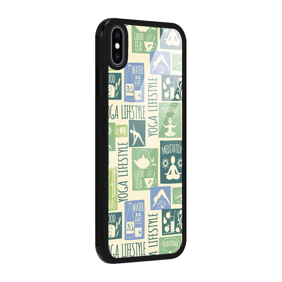 Vintage Yoga Lifestyle Glass Back Case for iPhone XS Max