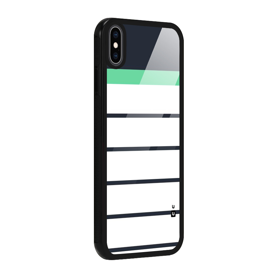 White and Simple Stripes Glass Back Case for iPhone XS Max