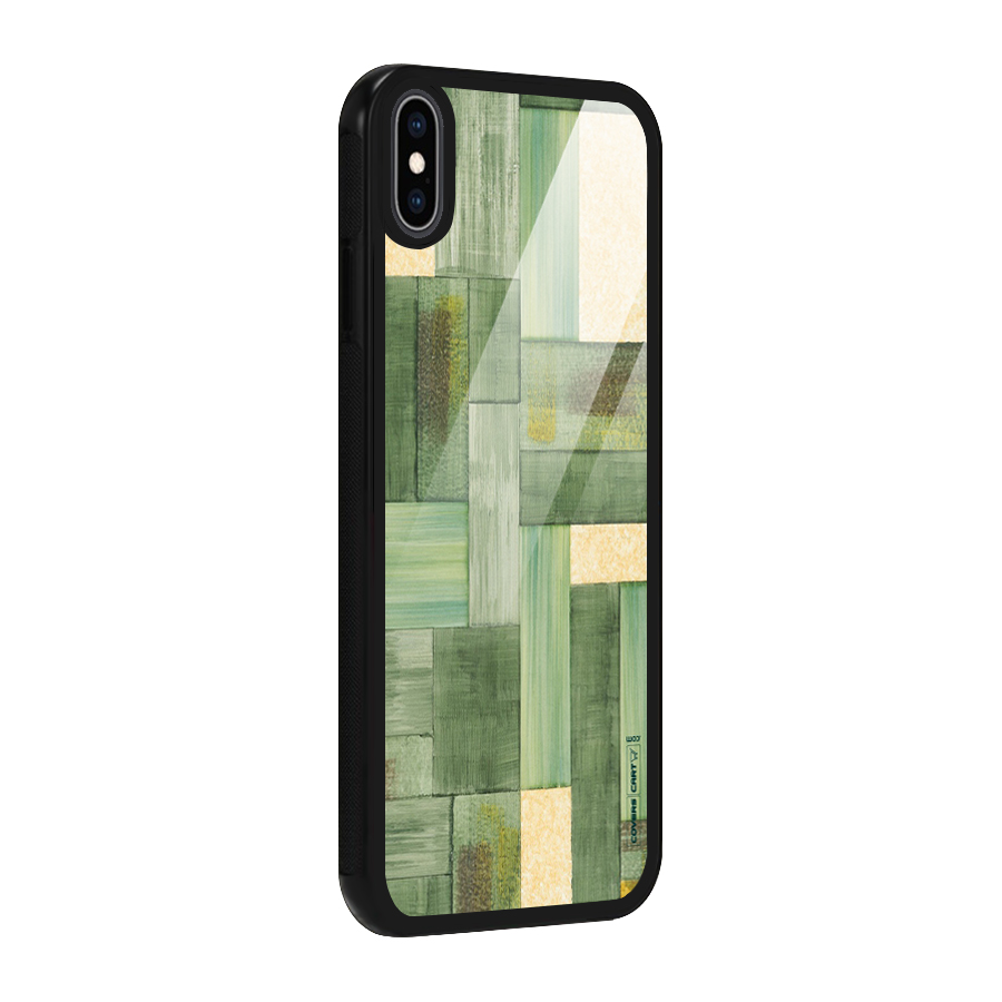 Wooden Green Texture Glass Back Case for iPhone XS Max