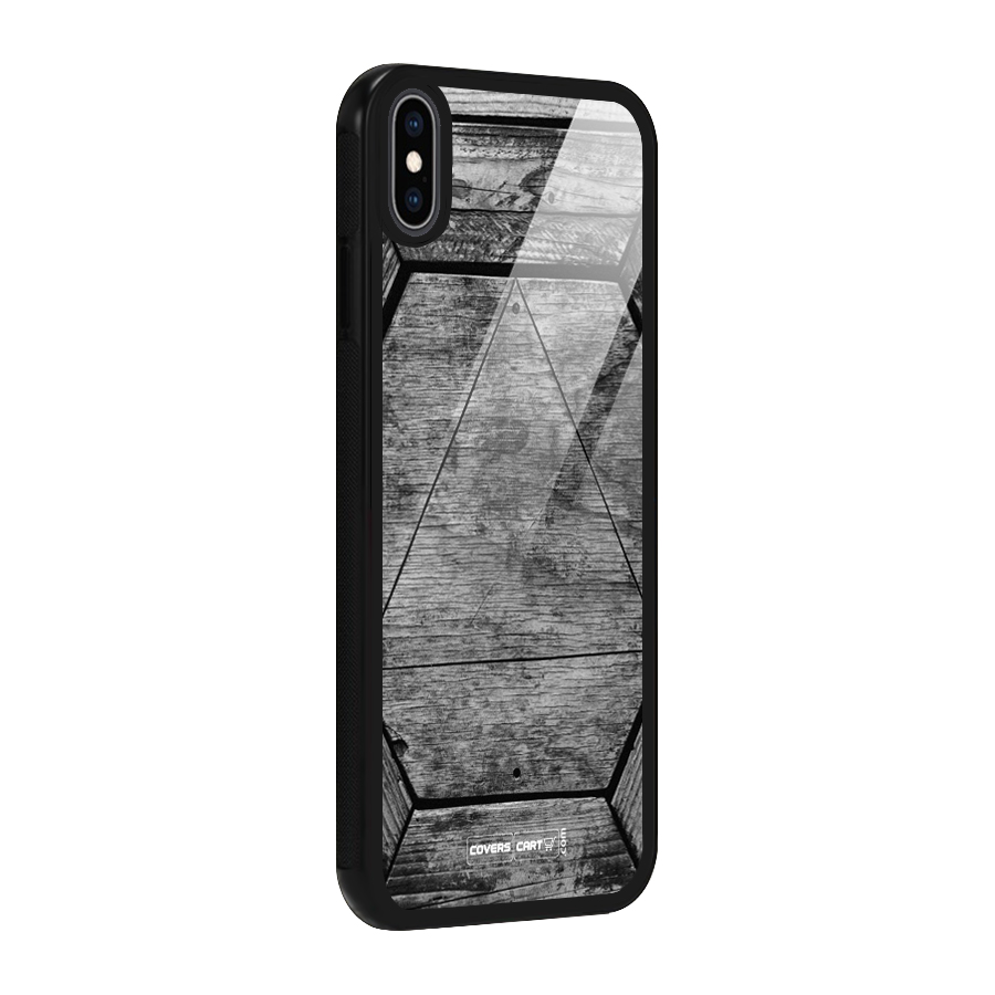 Wooden Hexagon Glass Back Case for iPhone XS Max
