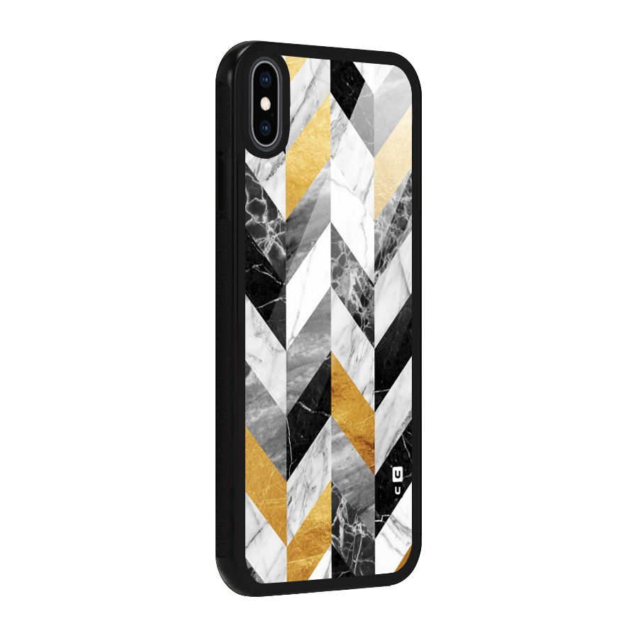 Yellow Grey Marble Glass Back Case for iPhone XS Max