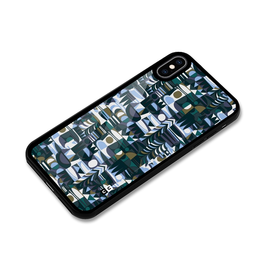 Abstract Blues Glass Back Case for iPhone XS Max