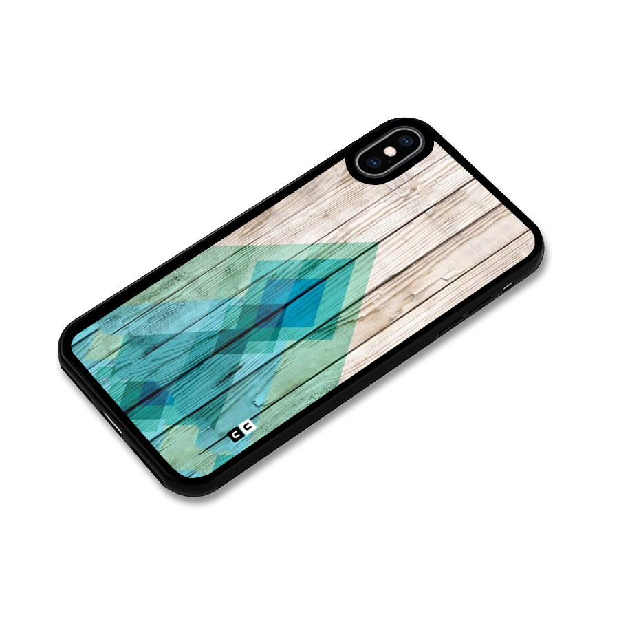 Abstract Green And Wood Glass Back Case for iPhone XS Max