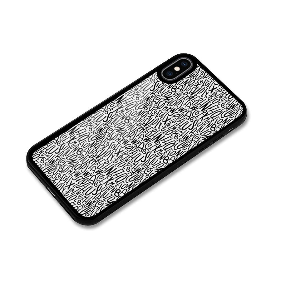 Alphabet Seamless Abstract Glass Back Case for iPhone XS Max