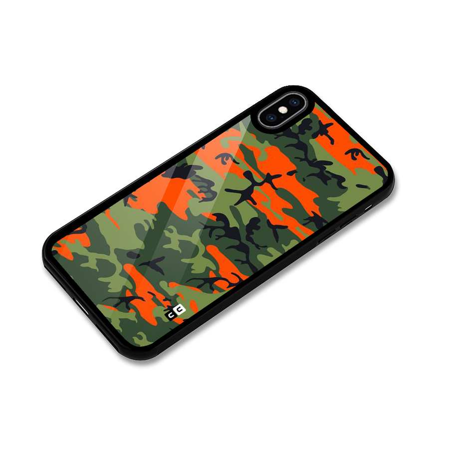 Army Pattern Glass Back Case for iPhone XS Max