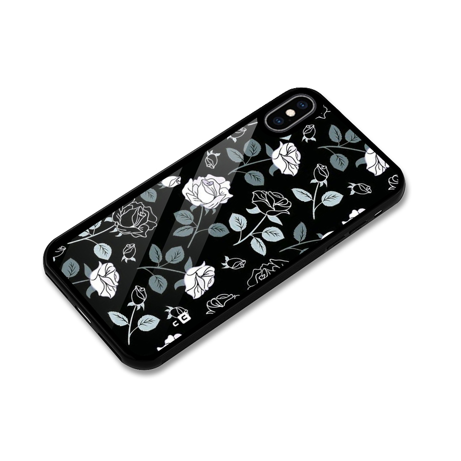 Black Artsy Bloom Glass Back Case for iPhone XS Max
