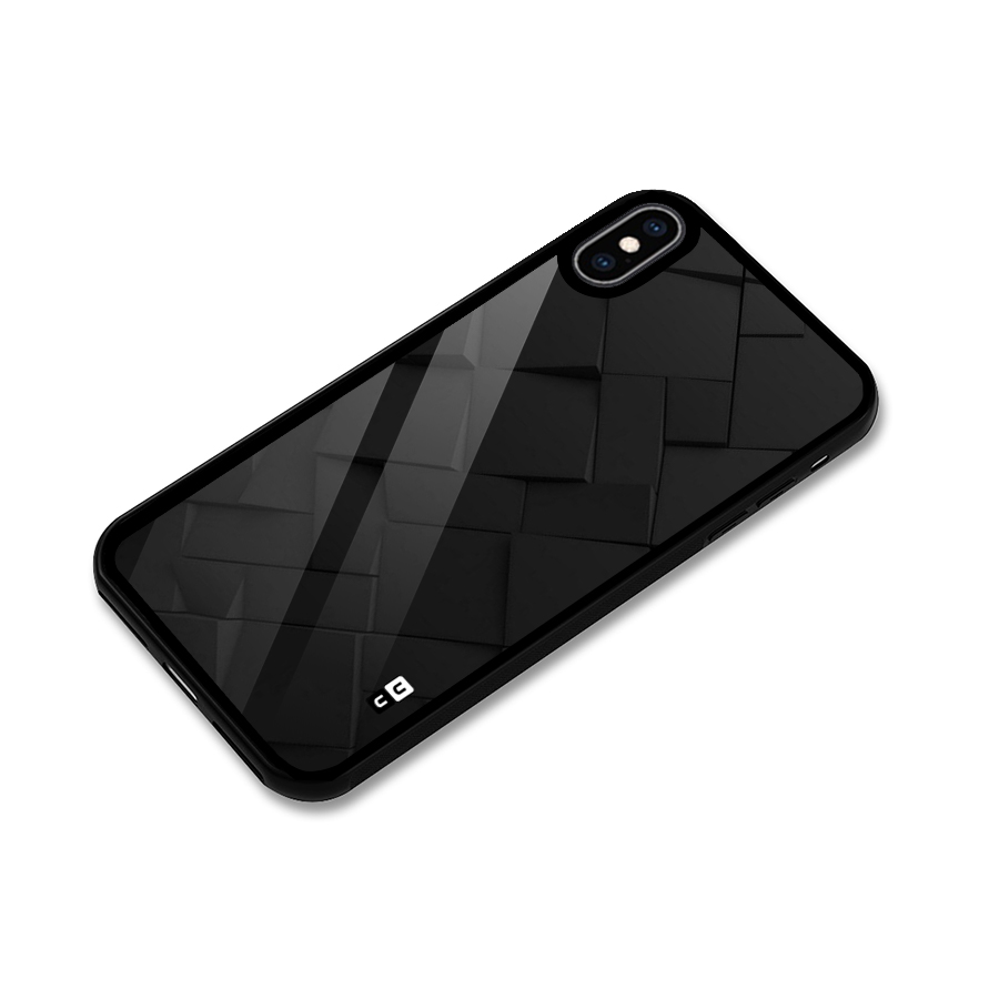 Black Elegant Design Glass Back Case for iPhone XS Max