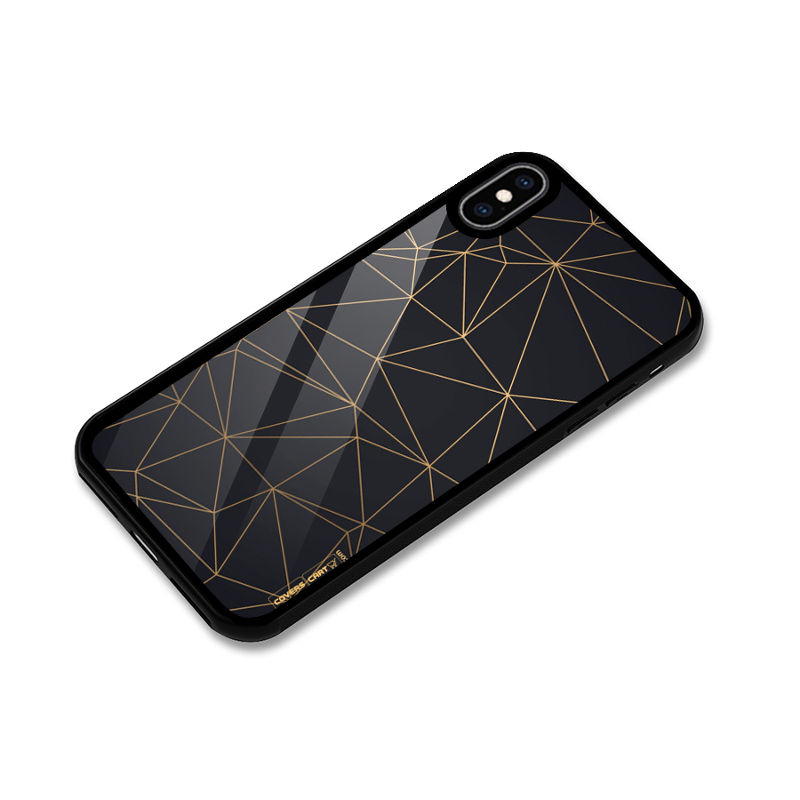 Black Golden Lines Glass Back Case for iPhone XS Max