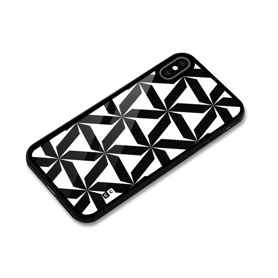 Black White Fan Design Glass Back Case for iPhone XS Max