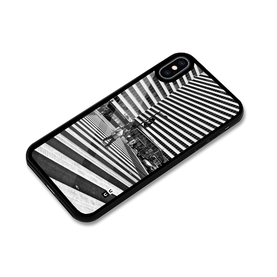 Black White Perspective Glass Back Case for iPhone XS Max