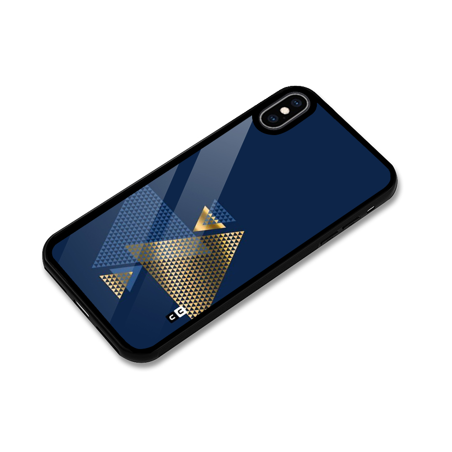 Blue Gold Triangles Glass Back Case for iPhone XS Max