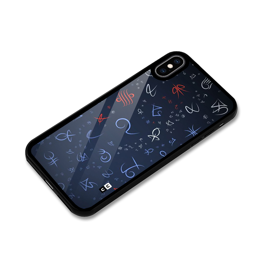 Blue Symbols Glass Back Case for iPhone XS Max