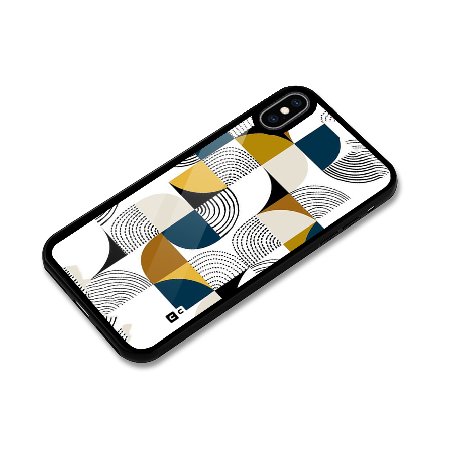 Boxes Pattern Glass Back Case for iPhone XS Max