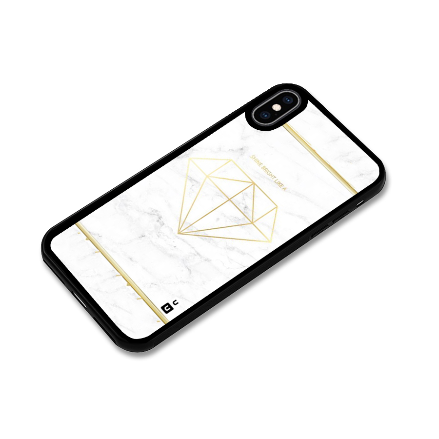 Bright Gold Diamond Glass Back Case for iPhone XS Max