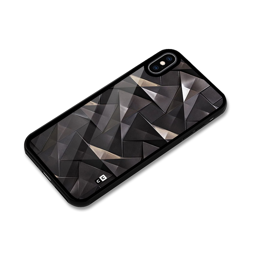 Carved Triangles Glass Back Case for iPhone XS Max