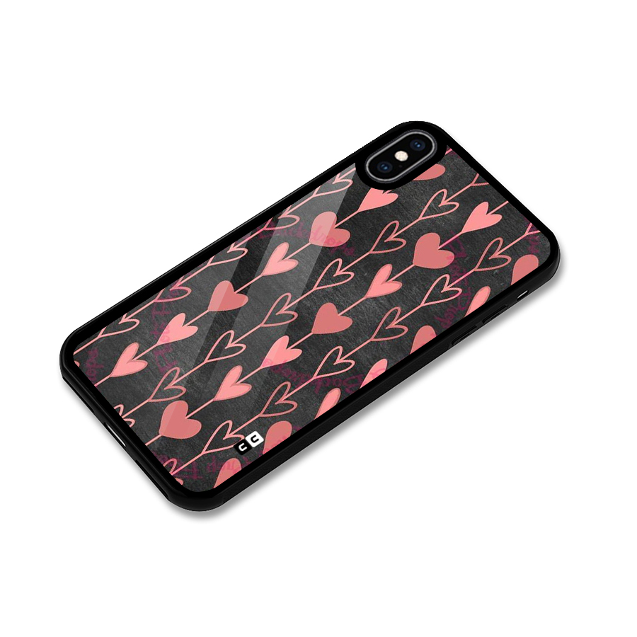 Chain Of Hearts Glass Back Case for iPhone XS Max