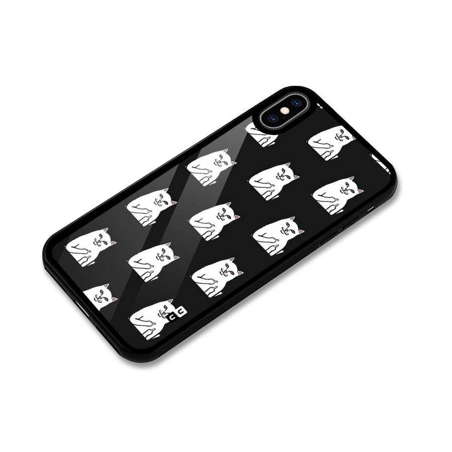 Chill Cat Pattern Glass Back Case for iPhone XS Max