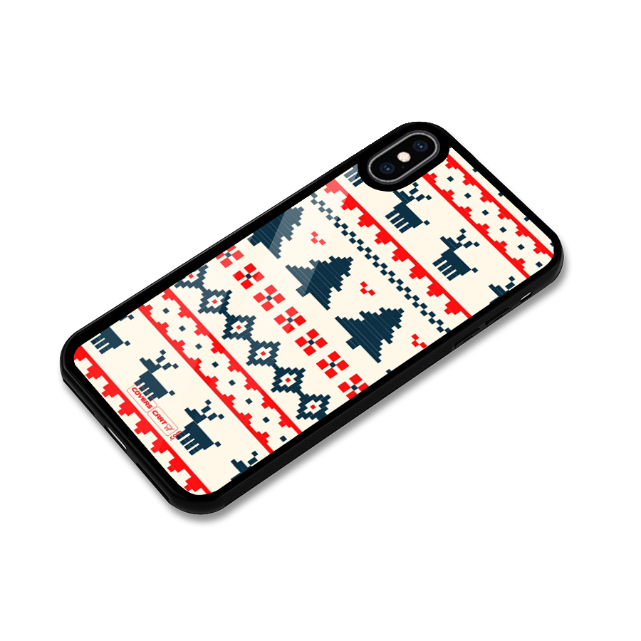 Christmas Design Pattern Glass Back Case for iPhone XS Max