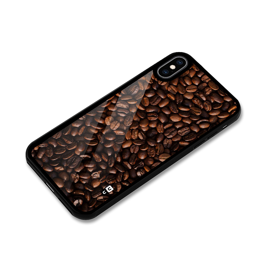 Coffee Beans Scattered Glass Back Case for iPhone XS Max