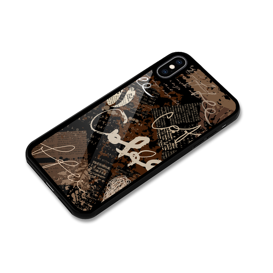 Coffee Scribbles Glass Back Case for iPhone XS Max