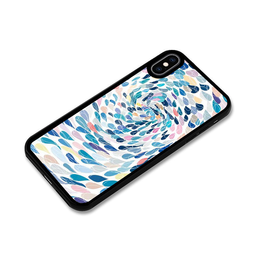 Color Droplets Swirls Glass Back Case for iPhone XS Max