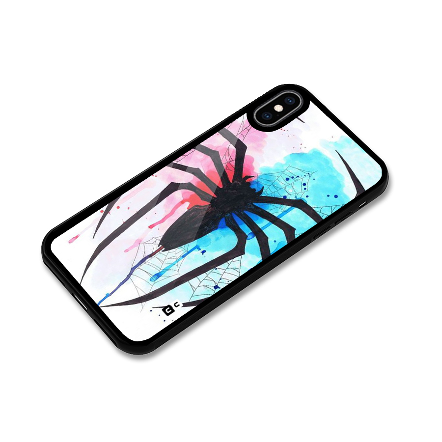 Colorful Web Glass Back Case for iPhone XS Max