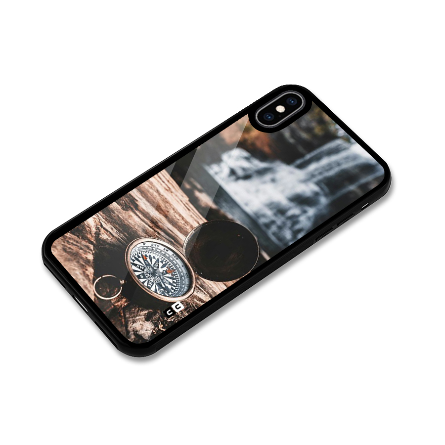 Compass Travel Glass Back Case for iPhone XS Max