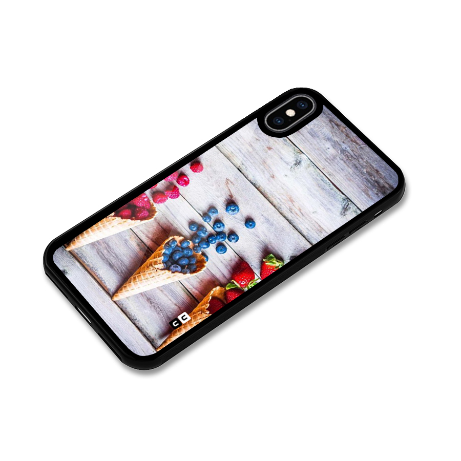 Cone Fruits Design Glass Back Case for iPhone XS Max