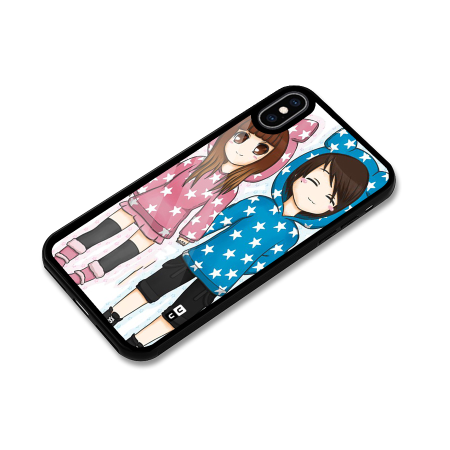 Couple In Stars Glass Back Case for iPhone XS Max