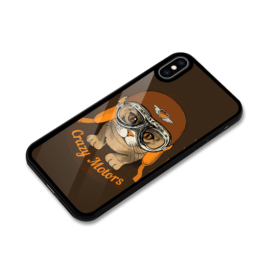Crazy cat Glass Back Case for iPhone XS Max