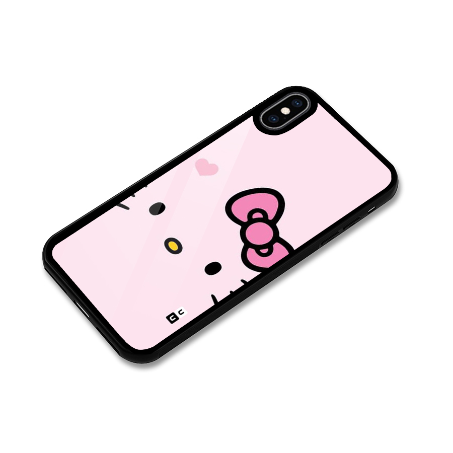 Cute Bow Face Glass Back Case for iPhone XS Max