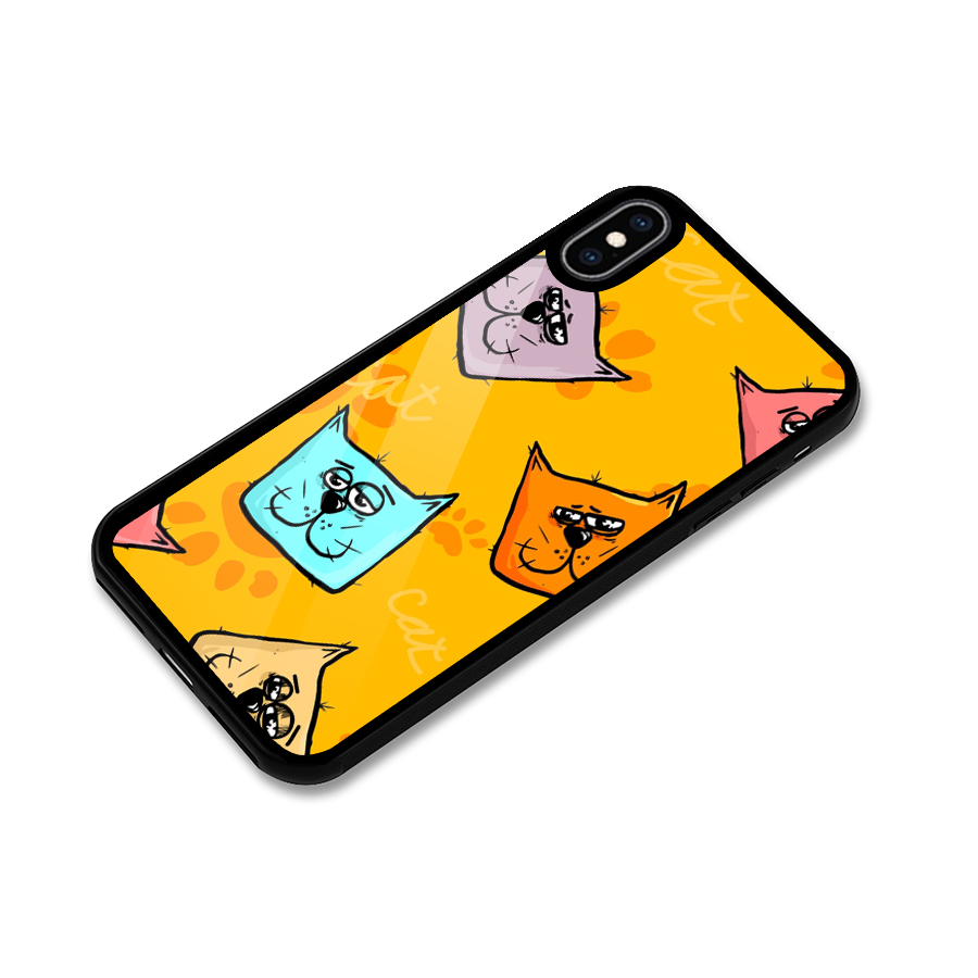 Cute Cat Pattern Glass Back Case for iPhone XS Max