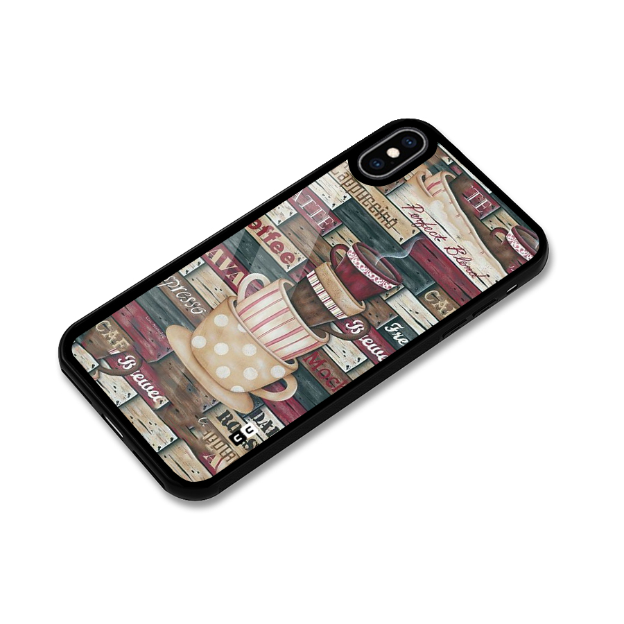 Cute Coffee Cups Glass Back Case for iPhone XS Max