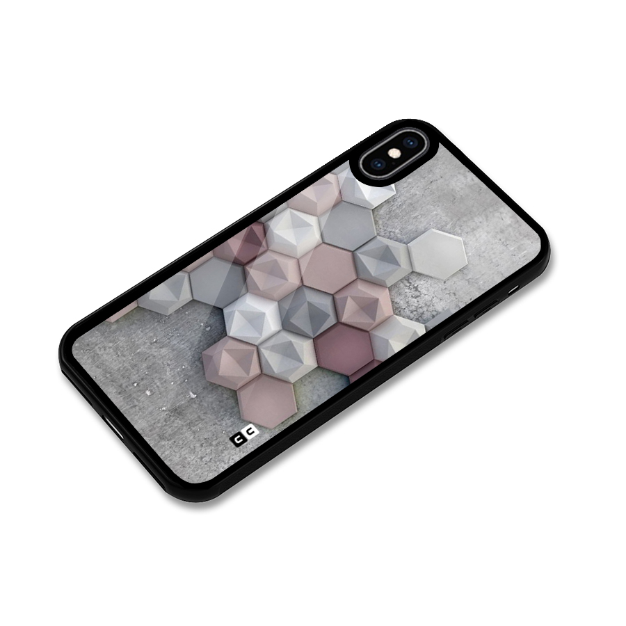 Cute Hexagonal Pattern Glass Back Case for iPhone XS Max