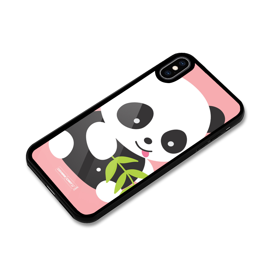 Cute Panda Pink Glass Back Case for iPhone XS Max