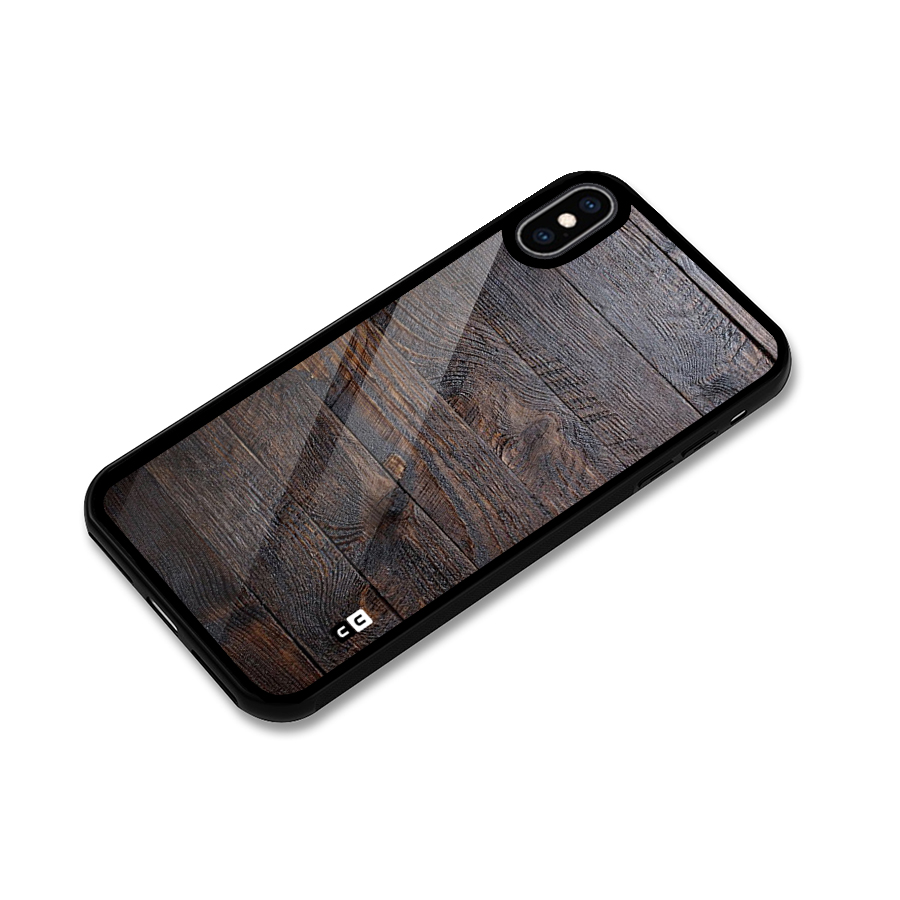 Dark Wood Printed Glass Back Case for iPhone XS Max