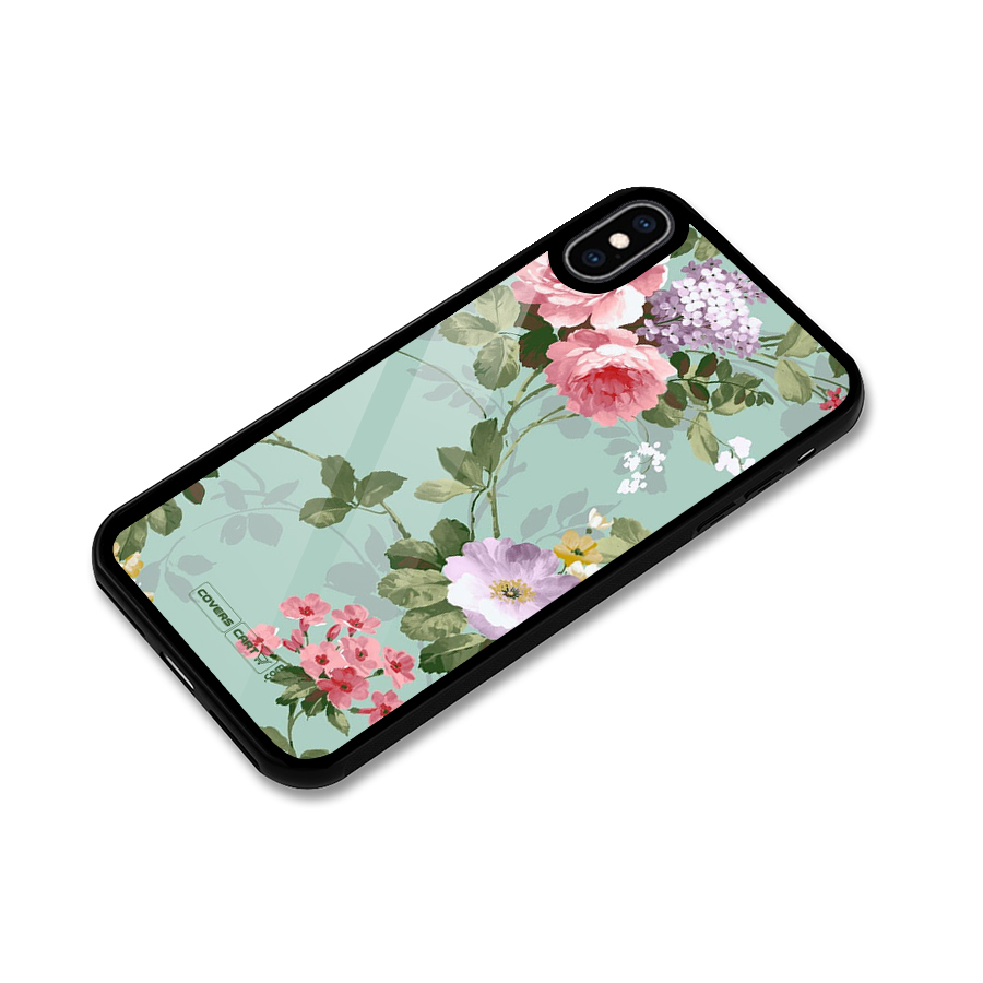Desinger Floral Glass Back Case for iPhone XS Max