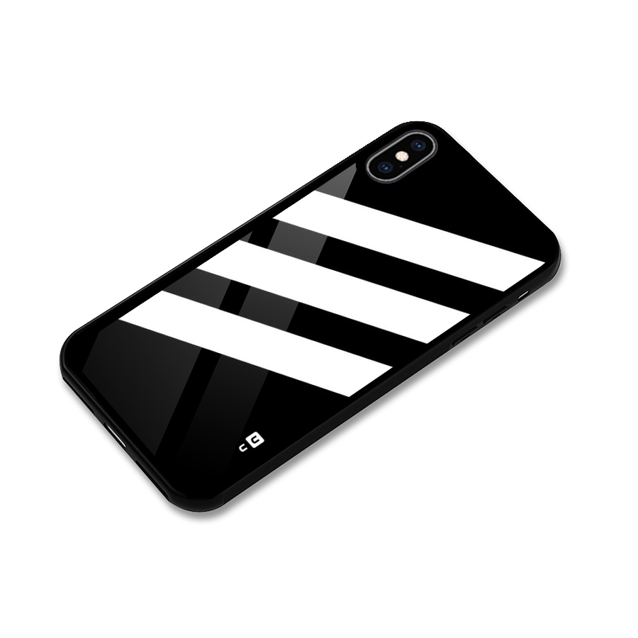 Diagonal Classic Stripes Glass Back Case for iPhone XS Max