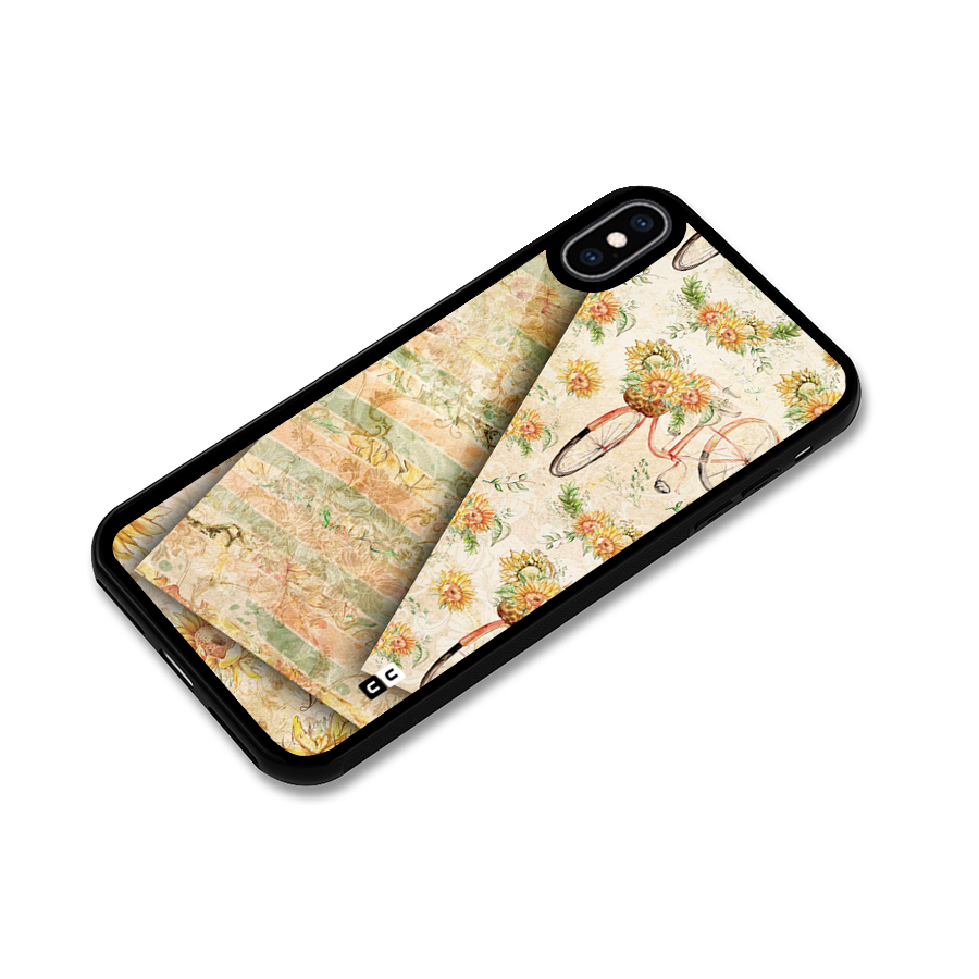 Floral Bicycle Glass Back Case for iPhone XS Max