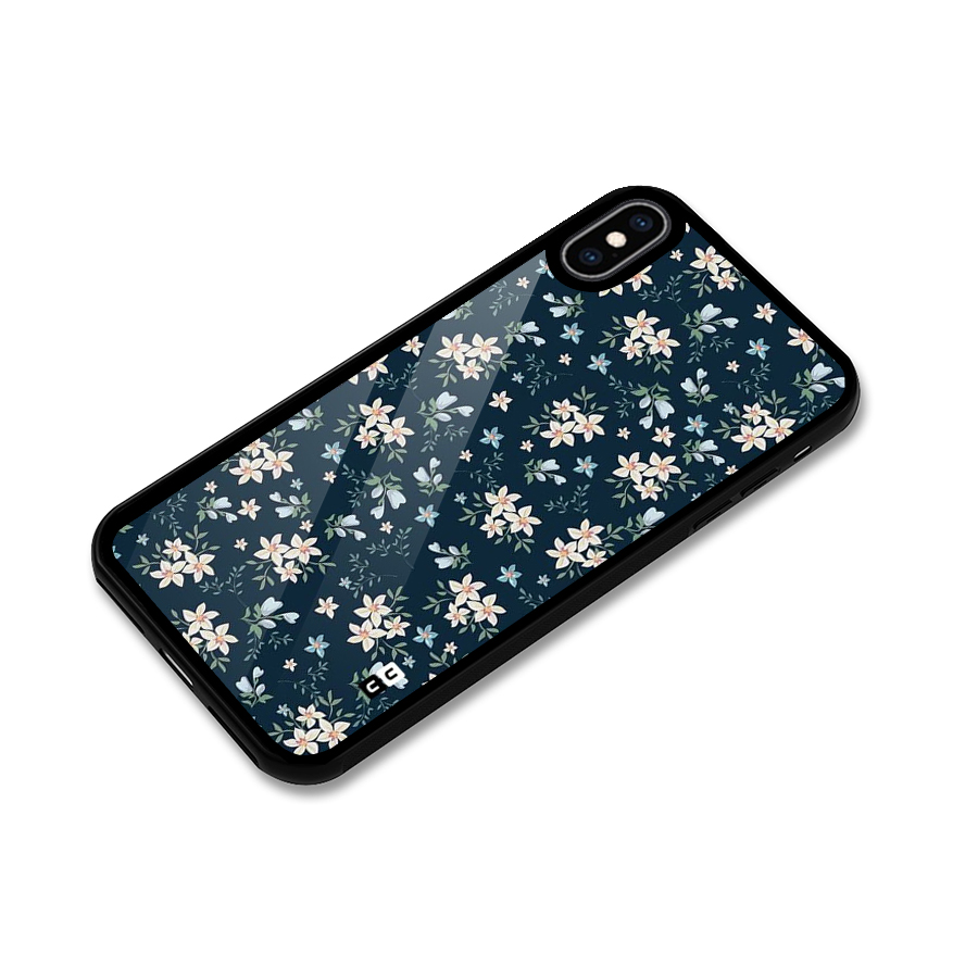 Floral Blue Bloom Glass Back Case for iPhone XS Max