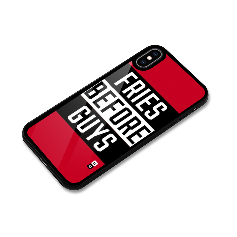 Fries Love Stripes Glass Back Case for iPhone XS Max